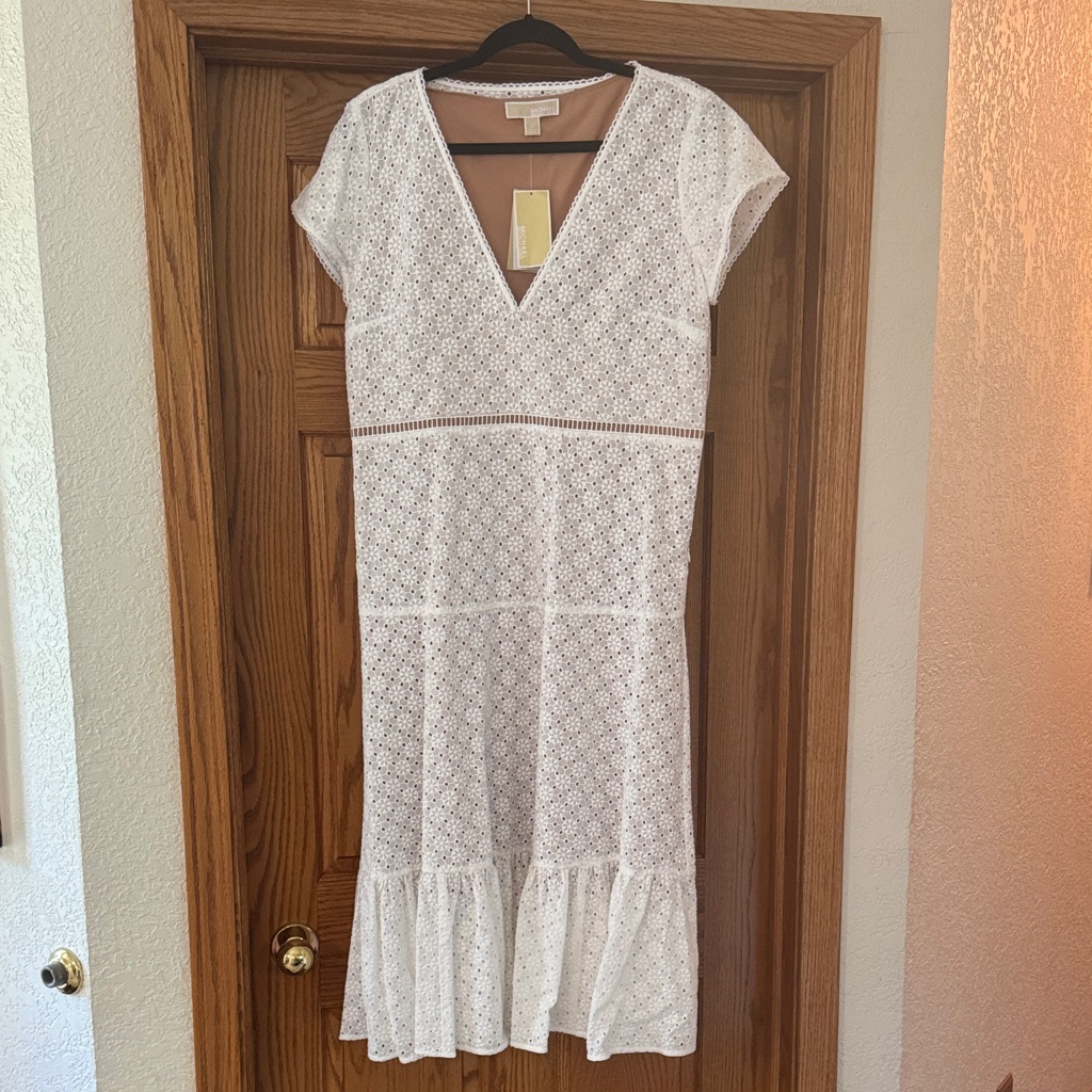 Michael Kors White Lace Midi Dress Nwt
